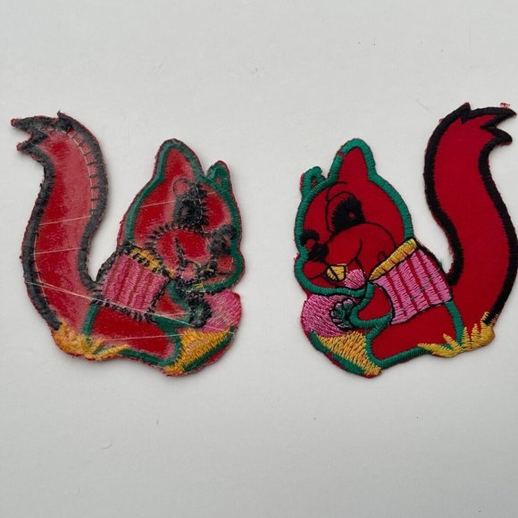 Squirrel Iron On Patches for Craft Cloth Red Embroidery Patches Lot of 2 - Picture 6 of 7